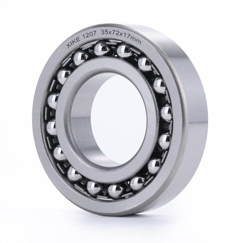 Xike 1 Pcs 1207 Self-Aligning Ball Bearings 35x72x17mm, Open and Chrome Steel Fits DIY/Fans/Industrial/Agriculture/Pulp/Paper/Beverage/Textile/Material Handling Machinery. - Image 1
